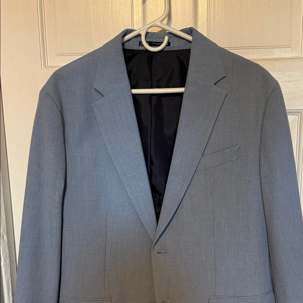 Zara Baby Blue Men's Blazer - Modern Two-Button Tailoring